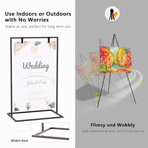 50H" Wedding Welcome Sign Stand with 8 Pair Satin Ribbon & 2 Leather Strap - color: Brown