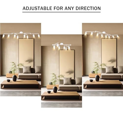 BoostArea LED 8 Light Track Lighting Kit, White 8 Way Ceiling Spot Lighting, Flexibly Rotatable Light Head for Kitchen, Living Room, Bedroom, GU10 Bulb Not Included - color: 8 Light-White