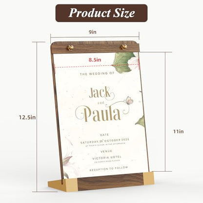 PPH-Sisy 2 Pack Acrylic Sign Holders 8.5 x 11 with Wood Base, Tabletop Display Sign Stand for Menu Flyer Poster, Clear Acrylic Paper Frame for Restaurant Coffee Shop Hotel Office Exhibition - size: 8.5*11-2 Pack