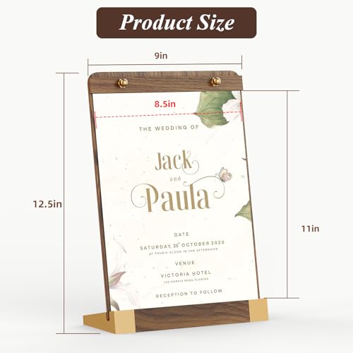 PPH-Sisy 4 Pack Acrylic Sign Holders 8.5 x 11 with Wood Base, Tabletop Display Sign Stand for Menu Flyer Poster, Clear Acrylic Paper Frame for Restaurant Coffee Shop Hotel Office Exhibition - size: 8.5*11-4 Pack