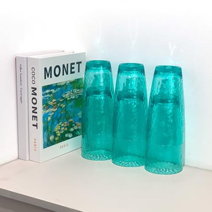 26-Ounce Plastic Tumblers (Set of 6), Reusable Plastic Mugs, BPA-Free Acrylic to Drink Mugs, Shatter Resistant, Textured Interior, Dishwasher Safe (Cyan, 26 Ounce) - color: Cyan, size: 26 Ounce