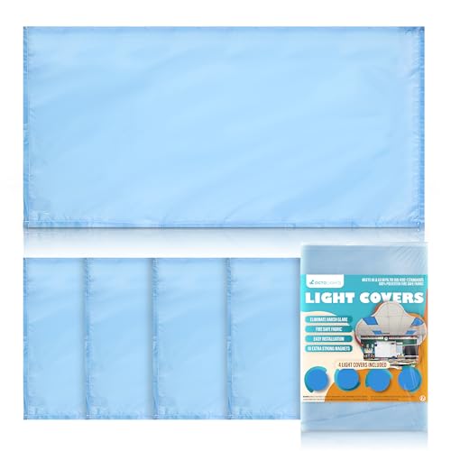 Fluorescent Light Covers for Ceiling Lights Classroom Magnetic Blue 4pk - color: Tranquil Blue
