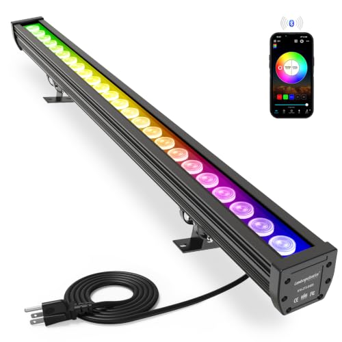 Smart LED Wall Washer Light via APP, 168W Dimmable RGBCCT Linear Light Bar - color: RGBCW Smart Light Bar - Black Housing (Non-linkable)
