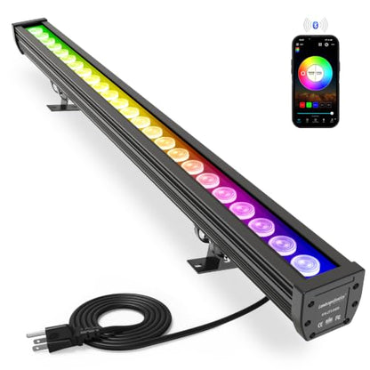 Smart LED Wall Washer Light via APP, 168W Dimmable RGBCCT Linear Light Bar - color: RGBCW Smart Light Bar - Black Housing (Non-linkable)