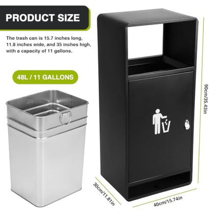 Commercial Trash Can with Lid, Large Capacity for Office/Hotel/Patio