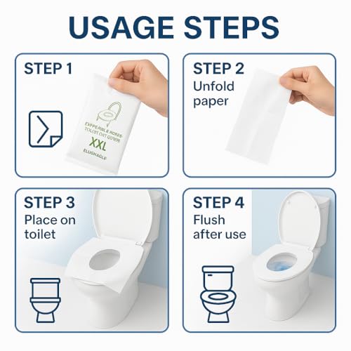 Individually Wrapped XXL Toilet Seat Covers Disposable Flushable for Travel (70 Pack), Full Coverage Paper Liners for Kids & Adults - size: XXL-70 individual packs