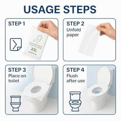 Individually Wrapped XXL Toilet Seat Covers Disposable Flushable for Travel (70 Pack), Full Coverage Paper Liners for Kids & Adults - size: XXL-70 individual packs