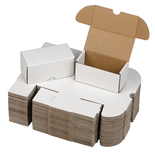 4.6x2.2x2.2 Inches Shipping Boxes Set of 50, White Corrugated Cardboard Box Literature Mailer for Packing Small Business (usable size: 4.2"x 2.1"x 2.1") - color: White, size: 4.6x2.2x2.2 - 50pcs