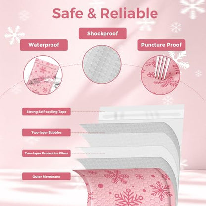 Metronic Bubble Mailer 6x10" 50 Pack Snowflake Cute Design Bubble Envelopes - color: Snowflake, size: 6x10" 50PC