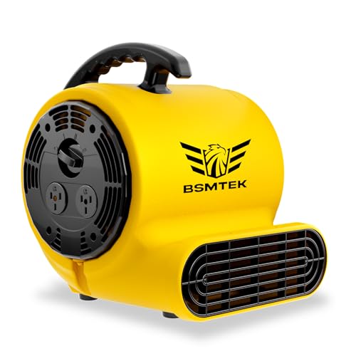 Air Mover Blower Fan, Industrial 1/3HP 1200CFM Monster Floor Blower Carpet Dryers - 3 Speeds Switch, 4 Adjustable Angles, 15FT Long Cord, Stackable - 2025 Upgraded - color: Yellow, size: 1200CFM