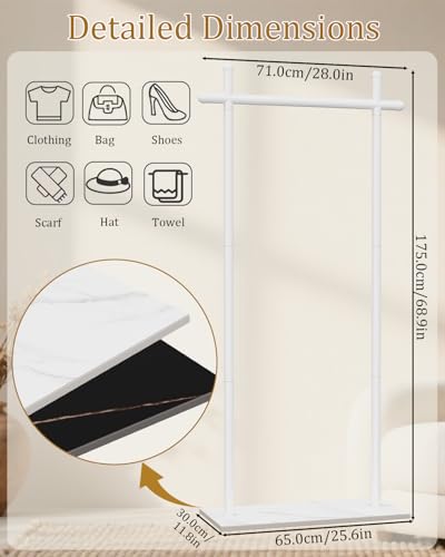 Coat Racks Freestanding with Natural Rock Base,68.9in,White,Large - color: White, size: 25.6*11.8*68.9in