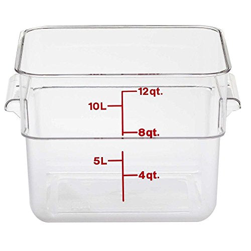 Cambro Food Storage Container - Classic Series Square - 12 QT (Quart) - Commercial Grade for Food Prep (Clear) - size: 12 QT