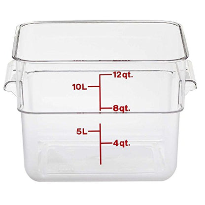 Cambro Food Storage Container - Classic Series Square - 12 QT (Quart) - Commercial Grade for Food Prep (Clear) - size: 12 QT