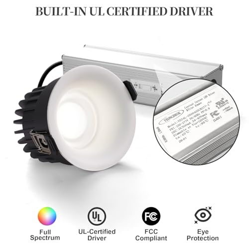 3 Inch LED Recessed Lights, Waterproof, Dimmable, 3CCT, CRI98 Ceiling Light - color: White-Gray, size: 3 Inch-2 Pack