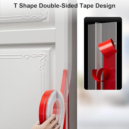 Elvone T-Shaped Weather Stripping Door Seal, Clear Silicone, 1.97" x 20 ft - color: Clear, size: 20FTX1.97IN