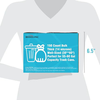 BEIDOU-PAC 55-60 Gallon Trash Bags, 150 Count Bulk, Heavy Duty Clear Plastic Recycling Garbage Bags, Multi-purpose Can Liners for Business Home Commercial, Industrial Contractors, Storage, Outdoor - style: 55-60 Gallon |150 Count(Value Pack)