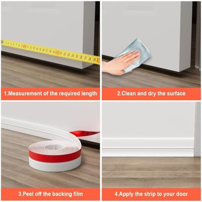 Weather Stripping, 2 in x 20 ft White Silicone Door Seal Strip - color: White, size: 2 Inch x 20 Feet