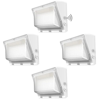 4Pack 200W LED Wall Pack Lights, 100-277v Dusk to Dawn with Photocell, 30000Lm 5000K IP65 Waterproof Outdoor Security Lighting, Energy Saving, ETL White| 5-Year Warranty(Height:20~30ft) - size: 200W || 4P-White