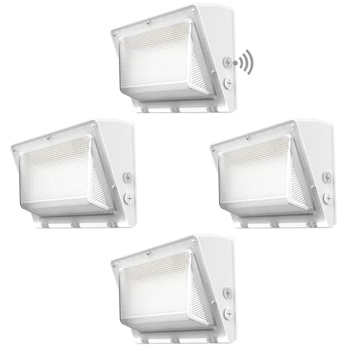 4Pack 150W LED Wall Pack Lights,100‑277V Dusk‑to‑Dawn Photocell, 22500Lm 5000K IP65,50ft Diameter Coverage Area, Commercial‑Grade Exterior Security Lighting,ETL White(Height:10‑20ft) - size: 150W || White