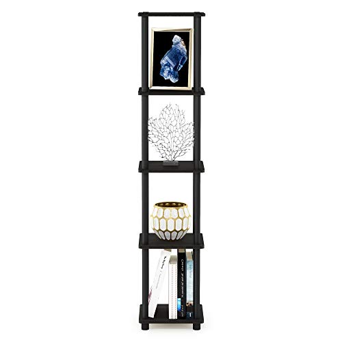 Furinno Turn-N-Tube Toolless 5-Tier Square Storage Shelves, Espresso - color: Espresso/Black, size: 5-Tier Round Tube