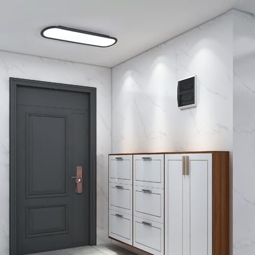 Ganeed Modern Linear Ceiling Lights, 36W LED High Brightness Long Ceiling Lamp, 27.6 Inch Ultra Thin Low Profile Light Fixture for Bedroom Kitchen Closet Hallway, Black/Cool White 6000K - color: Cool White/27.6 Inch/Black, size: Cool White/27.6 Inch