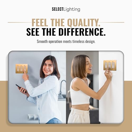 SELECT 3-Gang Solid Brass Wall Plate Cover, Satin Brass Finish - color: Satin Brass, size: 3 Gang, style: Wall Plate