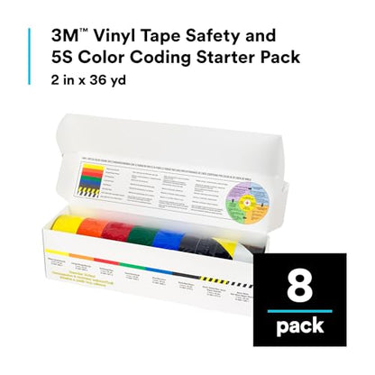 3M Vinyl Tape Safety and 5S Color Coding Pack, 8 Rolls per Pack