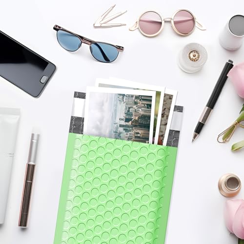 Famagic Mint Green Small Bubble Mailers 4x8 for Business, 100pcs Usable 4x7 - color: Mint Green, size: 4x8 100pcs
