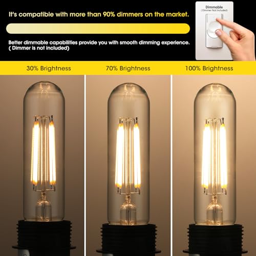 5" T10 Tubular LED Light Bulb, 60W Eq, Dimmable, Warm White 2700K, 6-Pack - color: Warm White, size: 5 Inch- 6 Count