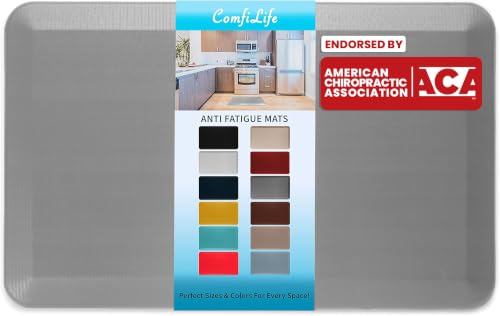 ComfiLife Anti Fatigue Floor Mat – 3/4 Inch Thick Kitchen Mats for Floor, Standing Desk Mat, Kitchen Rug – Comfort at Home, Office – Durable – Stain Resistant – Non-Slip Bottom (20" x 39", Gray) - color: Grey, size: 20" x 39"