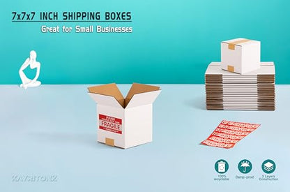 7x7x7 inch Small Shipping Boxes, 7 x 7 White Box, 25 Pack - size: 7x7x7-inch 25-Pack