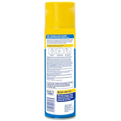 Zep Foaming Glass and Plexiglass Cleaner - 19 oz (Case of 4) ZUFGC19 – Foaming Formula that clings to Vertical Surfaces for Streak-Free Glass Cleaning