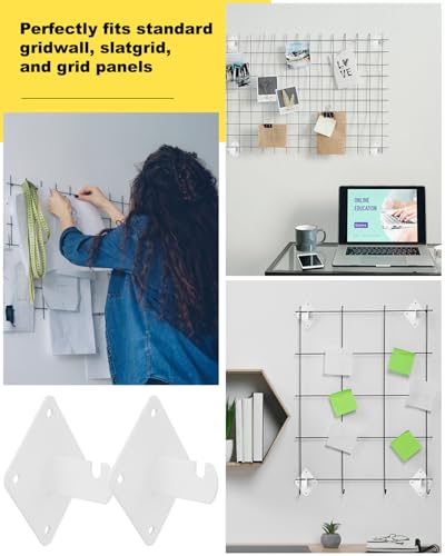 Gridwall Mount Brackets, 24 Pcs Grid Panel Wall Mount Brackets White