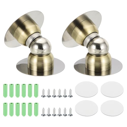 uxcell 2PCS 2.1" Magnetic Door Stoppers, Wall Floor Mounted Magnetic Door Catch Holder, Stainless Steel Door Stops for Bedroom, Bathroom, Kitchen, Office, Bronze - color: Bronze, size: 2.1"