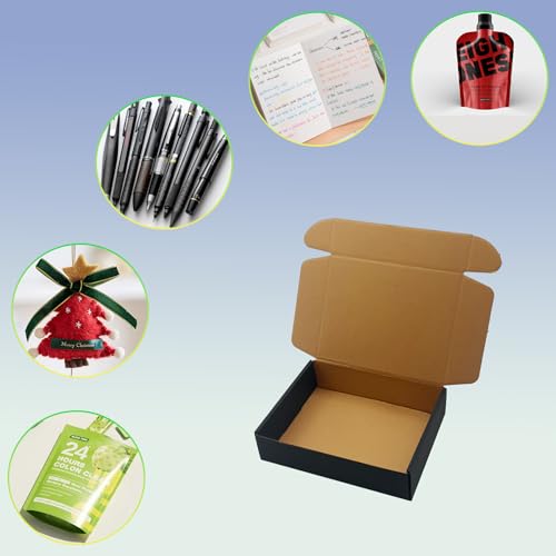 24 Pack 8x6x2 inches Black Shipping Boxes, Corrugated Cardboard Mailer Box - size: 8x6x2 Inches