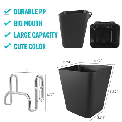 6Pack Black Grid Wall Bins Hanging Cups with Back Hook, Gridwall Shelf Bins - color: Black