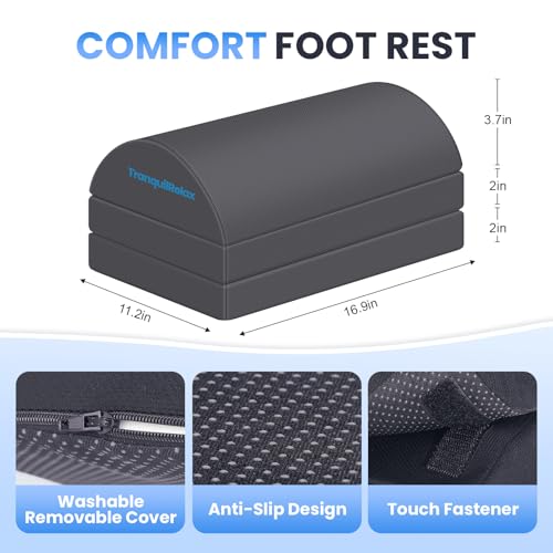 TranquilRelax Foot Rest Under Desk, 3-Height Adjustable Foot Stool, Gray - color: Gray, size: X-Large