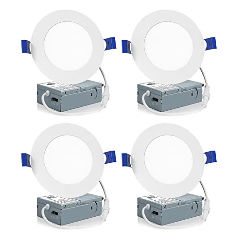 Meconard 4 Pack 4 Inch 5CCT LED Recessed Lighting, Canless Wafer Downlight - color: 5000k/4000k/3500k/3000k/2700k - 5cct white, size: 4 Inch