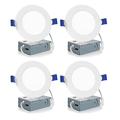 Meconard 4 Pack 4 Inch 5CCT LED Recessed Lighting, Canless Wafer Downlight - color: 5000k/4000k/3500k/3000k/2700k - 5cct white, size: 4 Inch