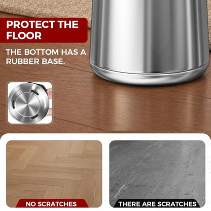 10L/2.6Gal Brushed Nickel Bathroom Trash Can with Lid,Sliver - color: silver