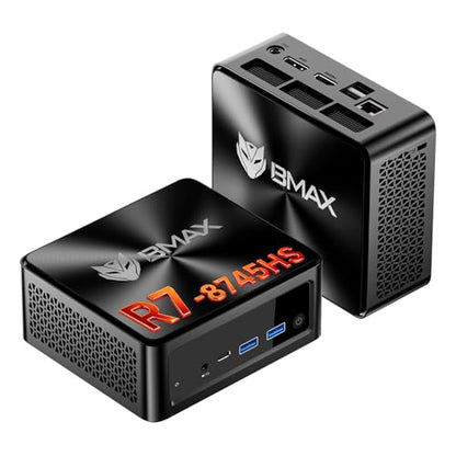 Gaming Mini PC with AMD Ryzen 7 8745HS (Upgraded 7840HS/7735HS) Up to 4.9GHz 8C/16T,16GB RAM (Upgradable to 256GB) & 512GB M.2 NVMe SSD Desktop Mini Computers Office Home,2.5GbE,Triple 8K Display Bmax - color: Space Black
