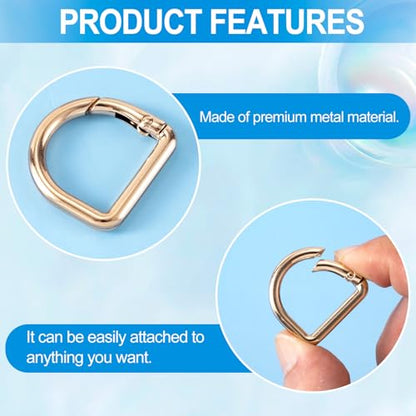 HINZIC D Ring Spring Key Hooks Keyring Clip Buckles Clasp Clamps for Belt Backpacks Handbag Purse Strap - color: 6pcs-silver & Gold & Black