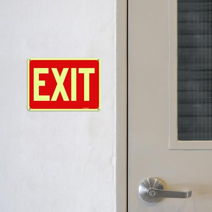 T&R Exit Sign - 4 Pack - 10 x 7 Inches Rust Free .040 Aluminum Glow-In-The-Dark - UV Protected, Waterproof, Weatherproof and Fade Resistant - 4 Pre-drilled Holes - color: Red - 10" x 7" - 4 pack - Glow-In-The-Dark