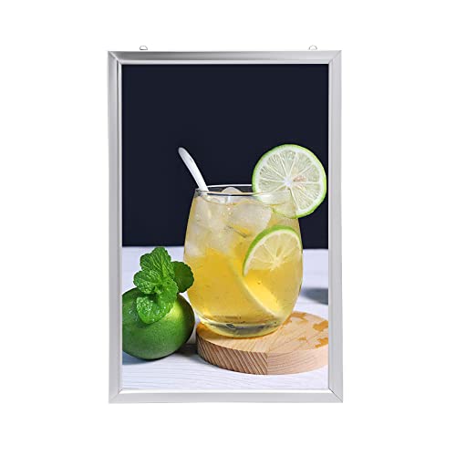 18'' x 24'' LED Poster Frame, Backlit Light Box Sign 10W 110V with Aluminum Frame, Front Open Advertising Light Box for Store Restaurant Menu Display, Silver - color: Silver, size: 18" x 24"