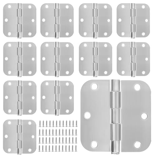 KEILEOHO 12 Pack 3.5 Inch Stainless Steel Door Hinges, Heavy Duty Brushed Nickel Door Hinges, Non-Removable Pin, for Home and Commercial Use