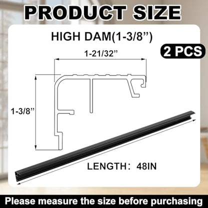 2 Pcs 48" L Fixed Vinyl Sill Threshold Cap 1-3/8 Inches High, Black - color: Black, size: 1-3/8,48 Inch