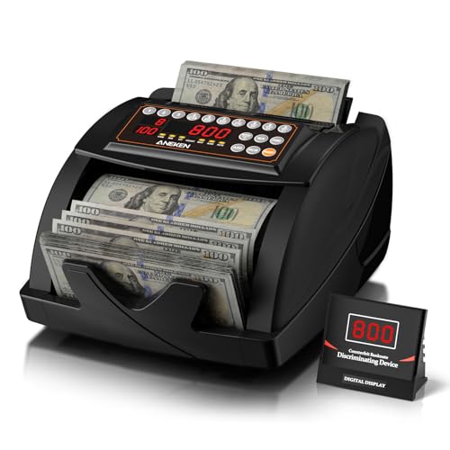 Aneken Money Counter with Value Count, 1300 Bills/Min for USD & EUR - color: Black