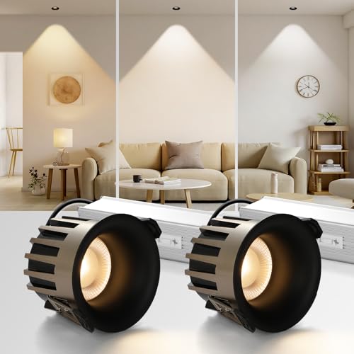3 Inch LED Recessed Lights, Dimmable, 3CCT, CRI98, Trimless Ceiling Light - color: Black-Gold, size: 3 Inch-2 Pack