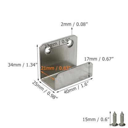 Coshar 10Pcs Heavy Duty Wall Mount Bracket Hook, 21mm Inner Width - size: 21mm Inner Width(SIlver)