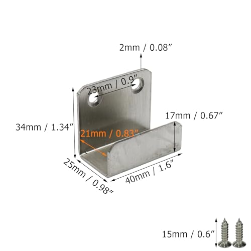 Coshar 10Pcs Heavy Duty Wall Mount Bracket Hook, 21mm Inner Width - size: 21mm Inner Width(SIlver)